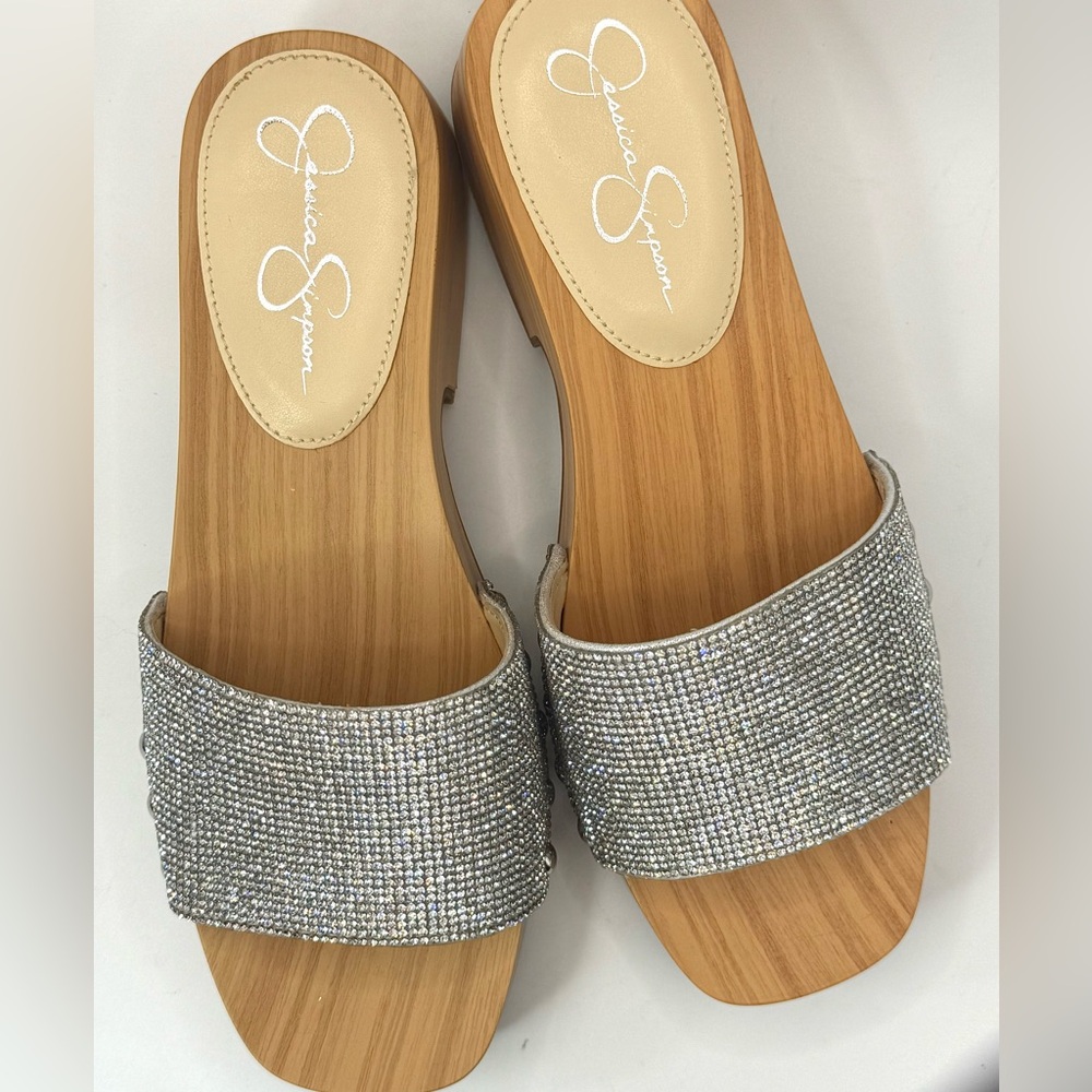 JESSICA SIMPSON JS-REXILE SILVER SHIMMER SAND SANDALS SIZE 6.5 M - NEW - Picture 10 of 11